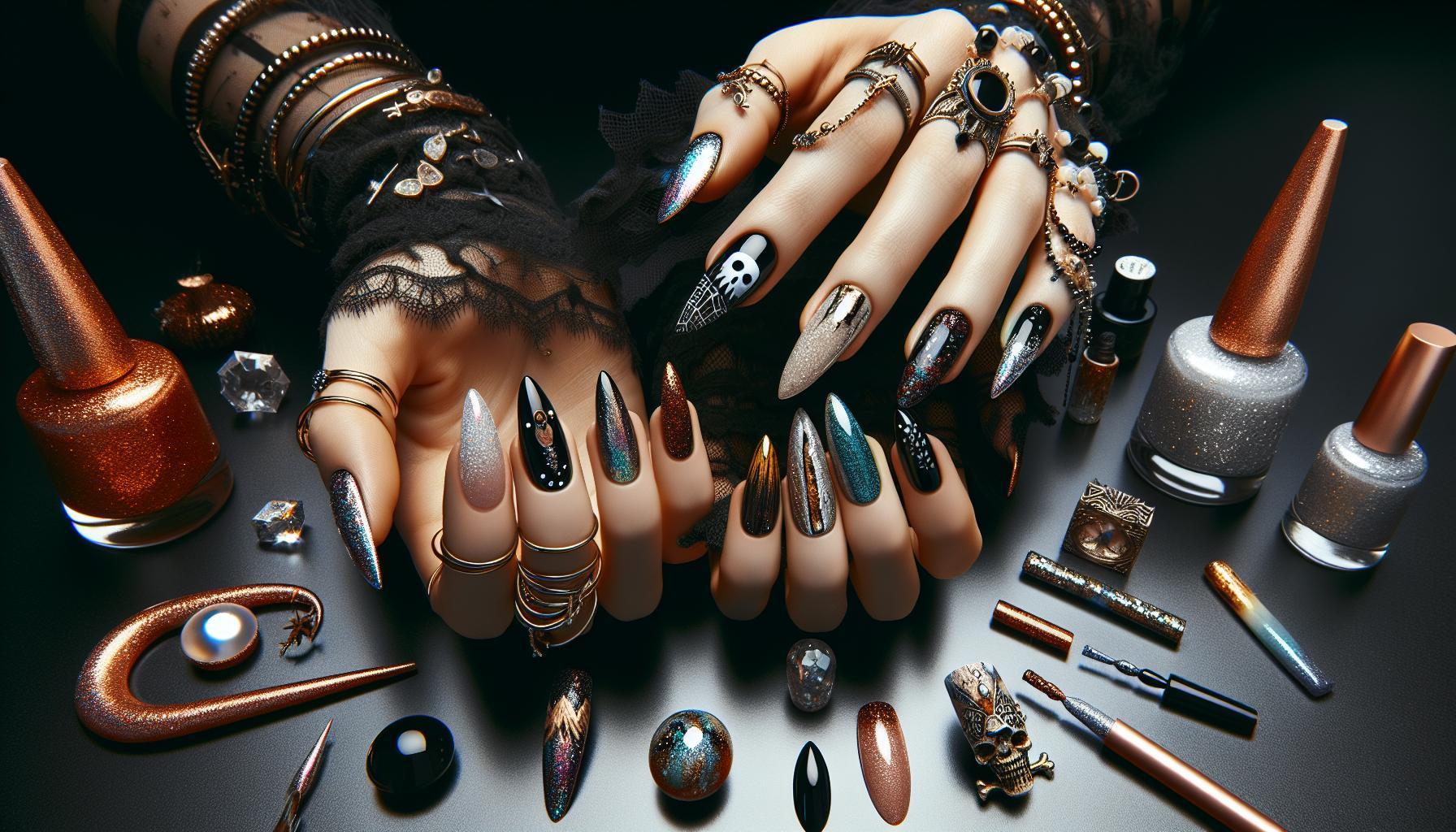 10 Beetlejuice Nail Designs for a Spooky-Chic Manicure