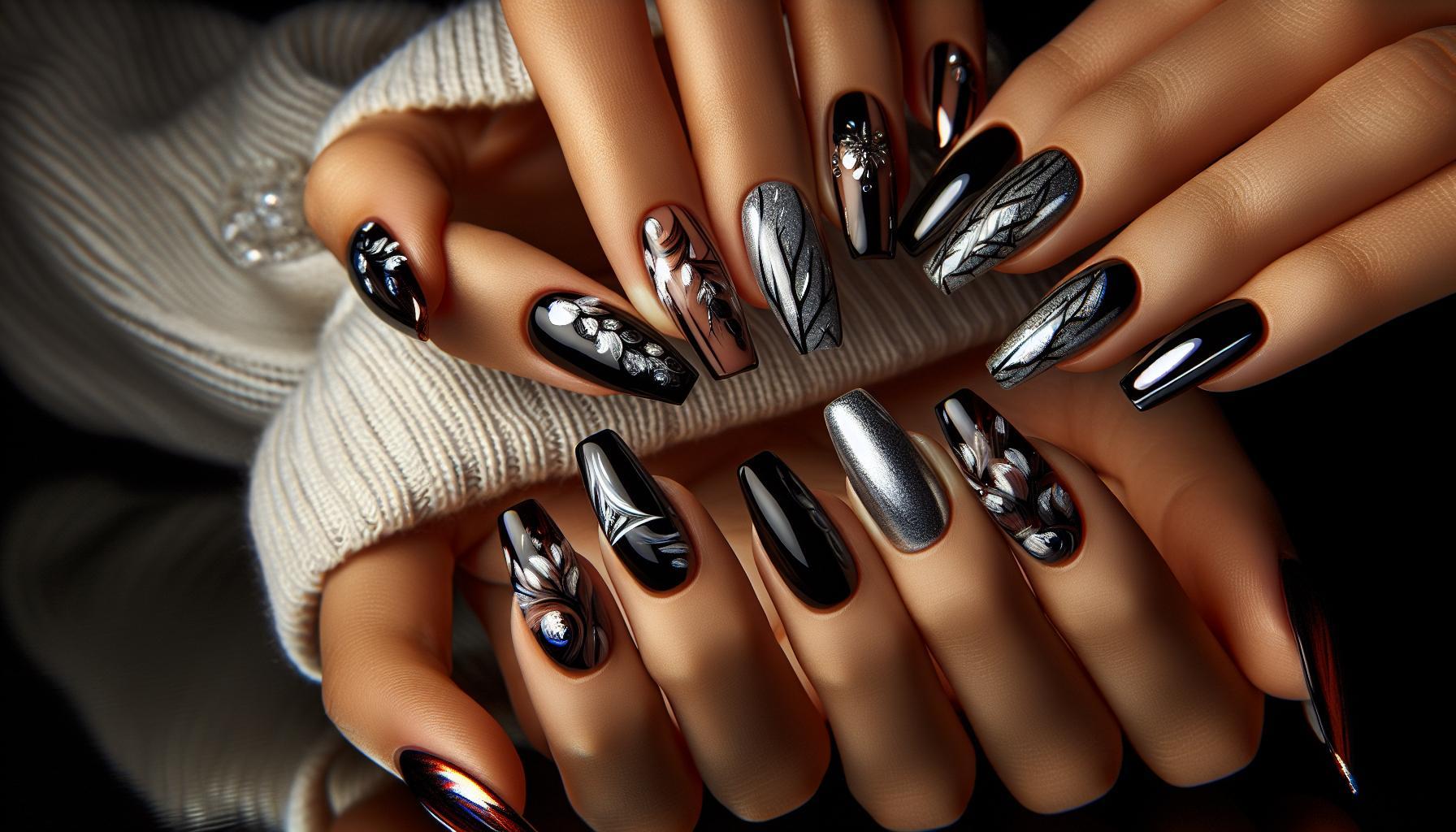 10 Black and Silver Nail Designs That Sparkle With Modern Edge
