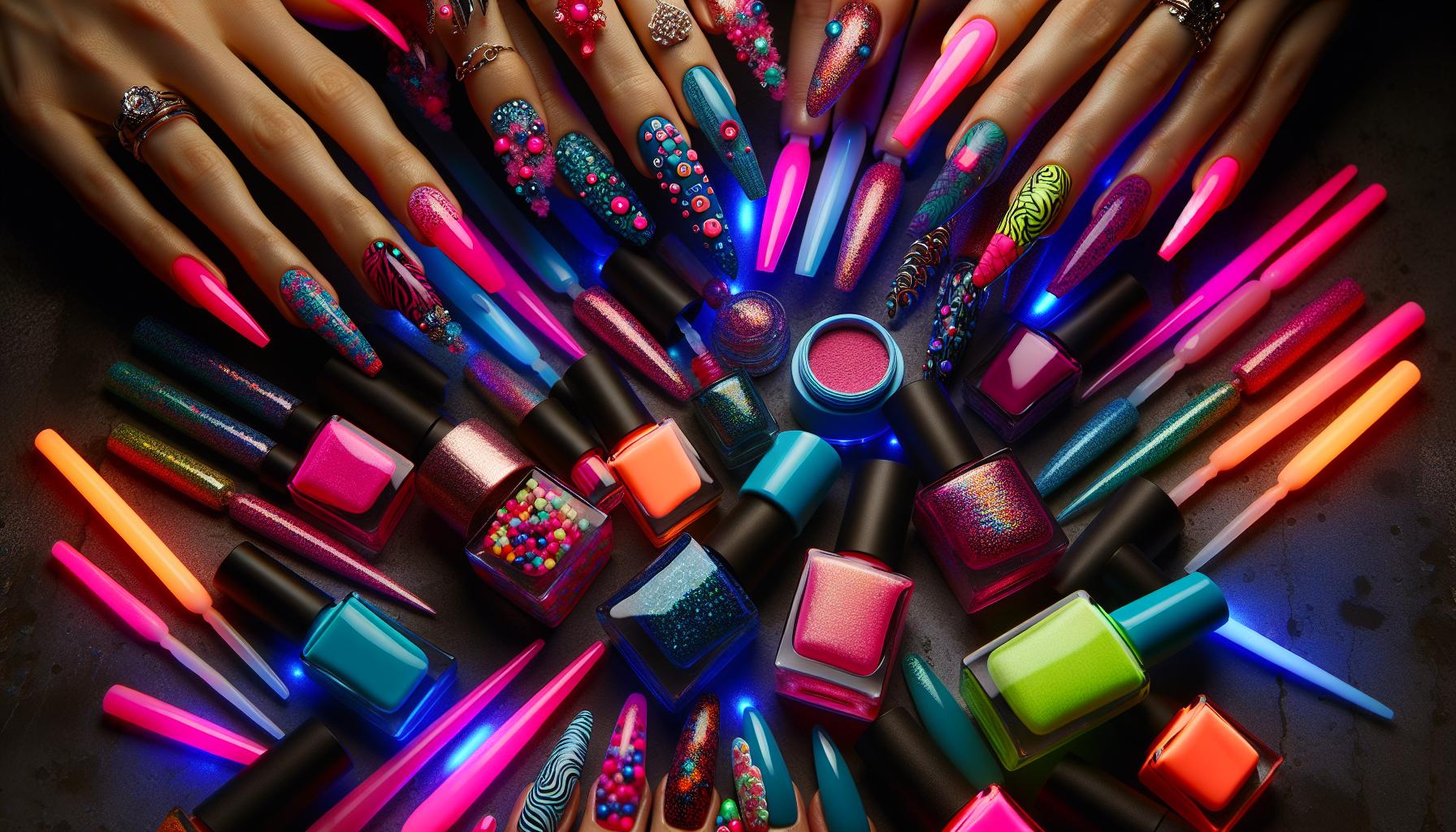 Artistic Abstract Dip Powder Creations Blending 2025's Trendiest Neon Hues for an Eye-Catching look