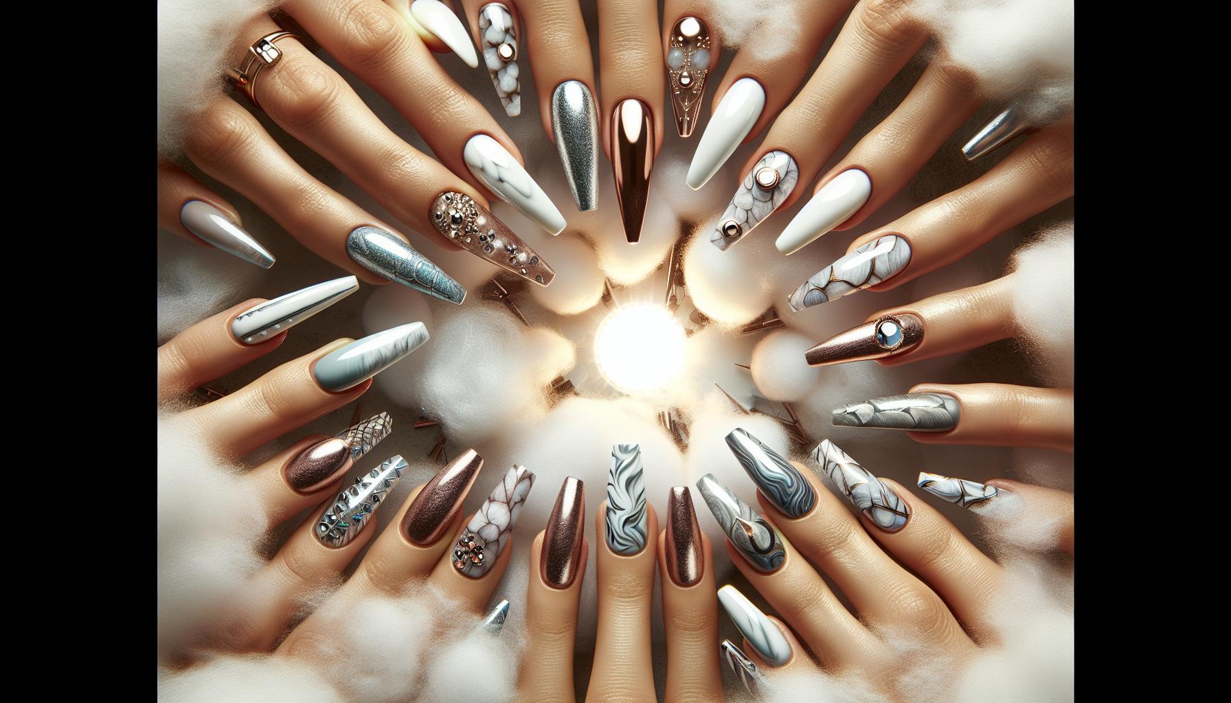 Artistic Abstract Patterns in Cloudy White Hues and Metallic Accents for Creative Freedom