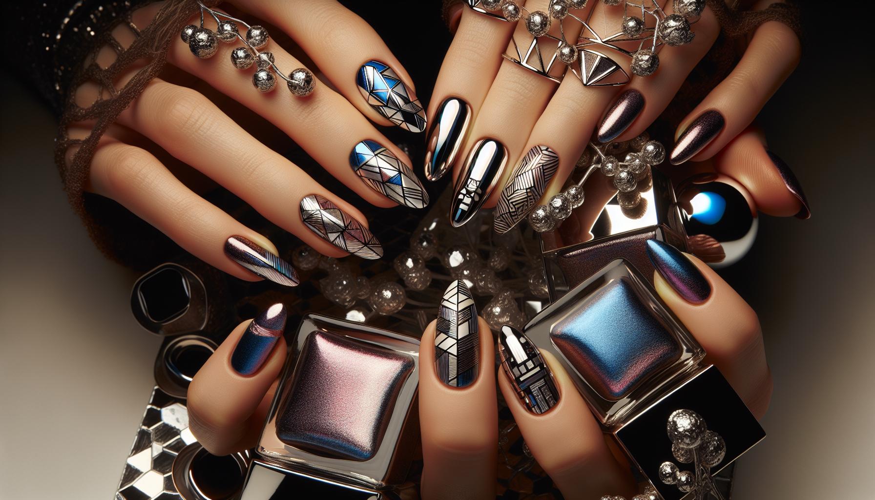 Bold Geometric Patterns in Chrome Finish ‌to spark Your Winter Style