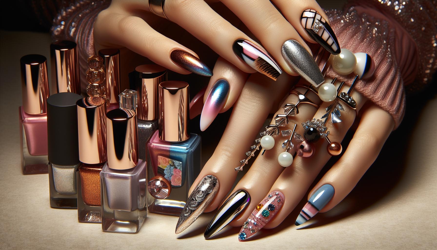 Bold Graphical Abstract Styles with dip Powder for Art Lovers