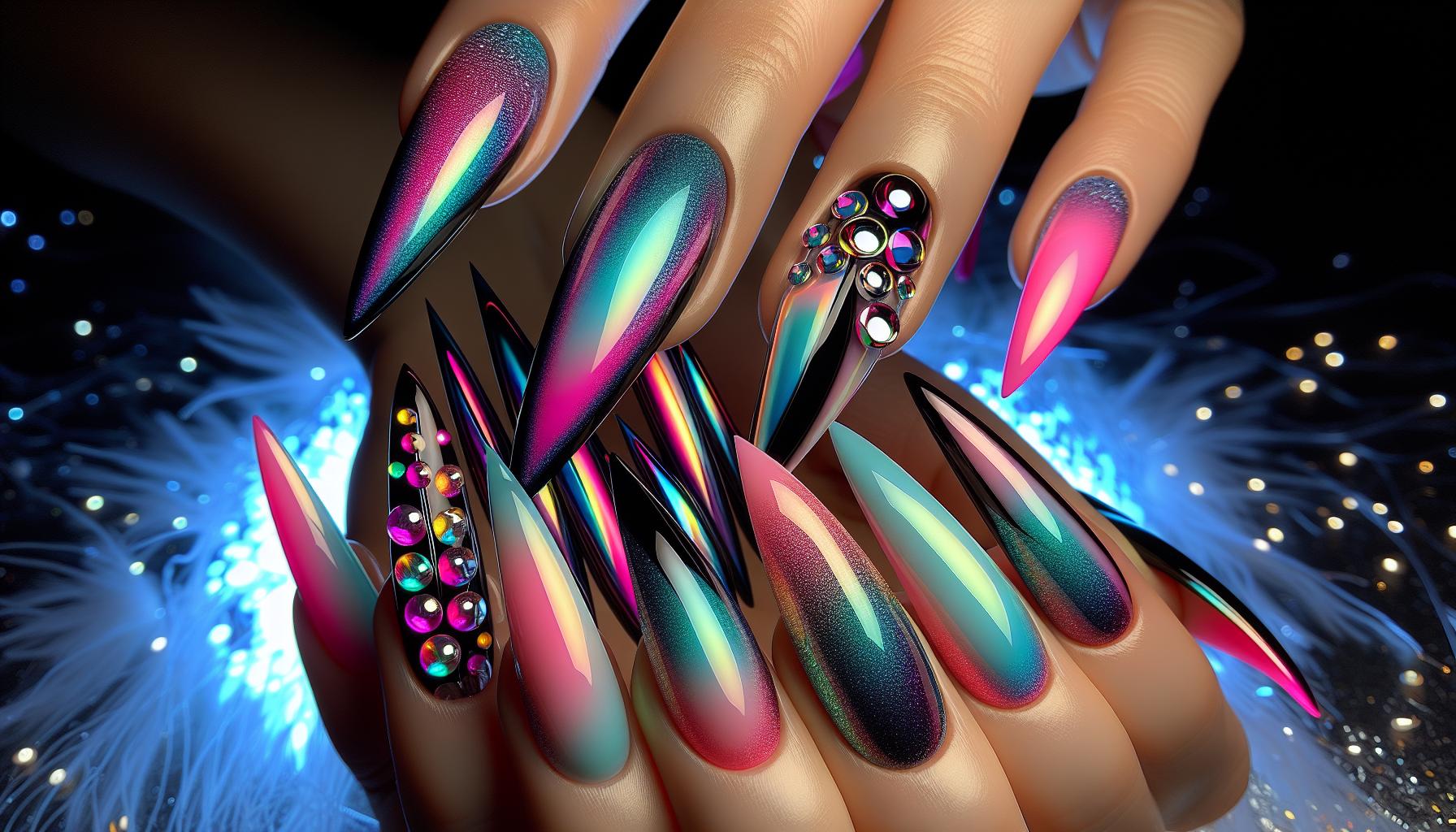 bold⁢ Neon Ombre Stiletto Nails to Light Up Your Spring