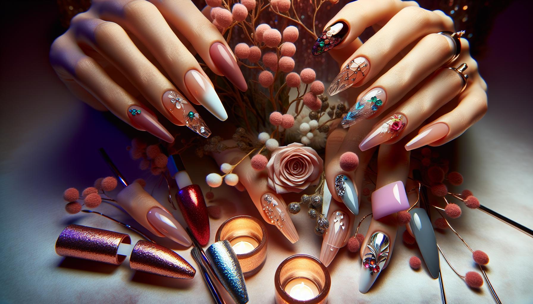 Charming Matte French Tips Accentuated with Dainty Floral Details for a Sweet Touch