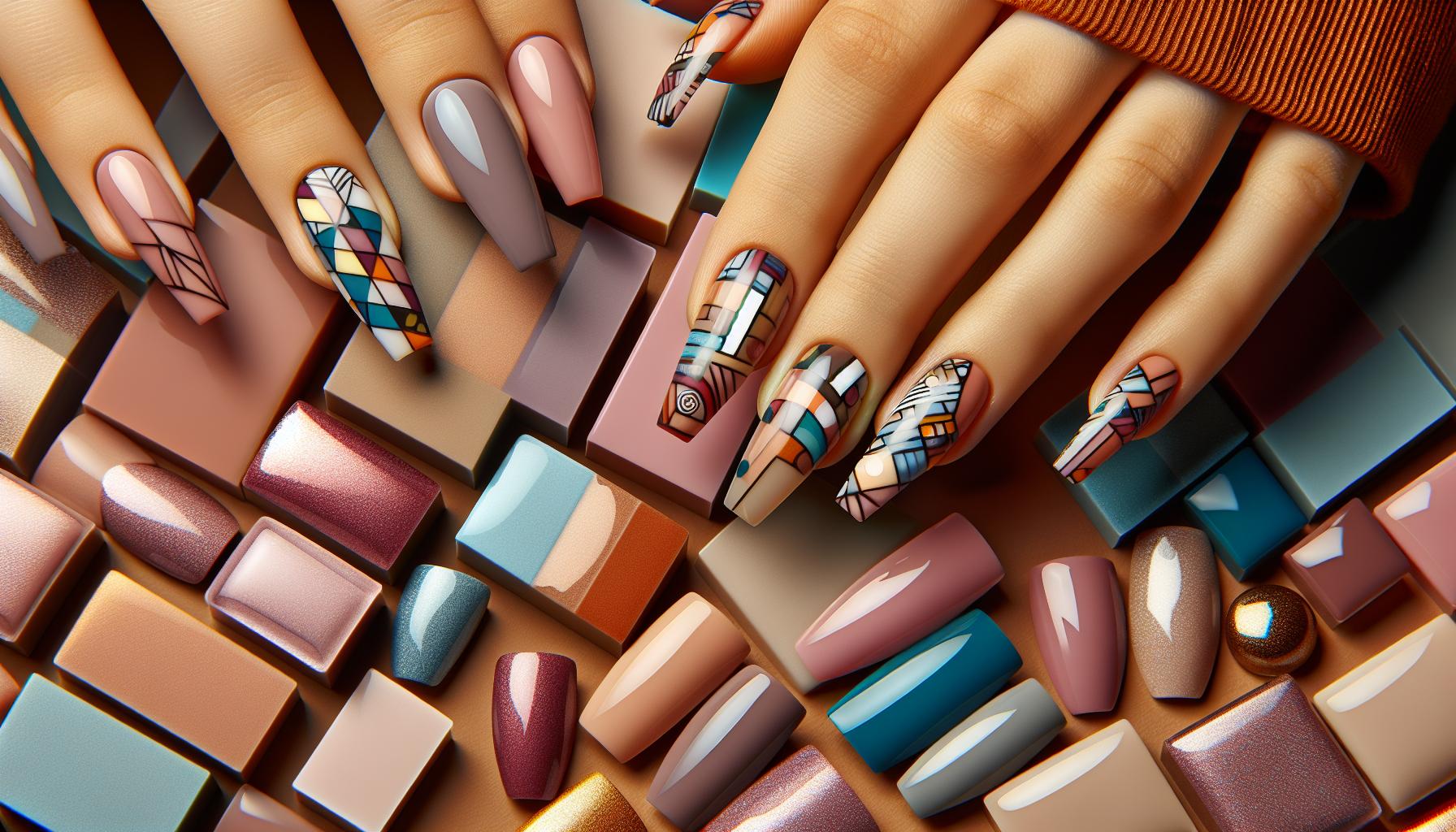 Chic Abstract Geometric Patterns: A Bold Statement on Square Acrylics