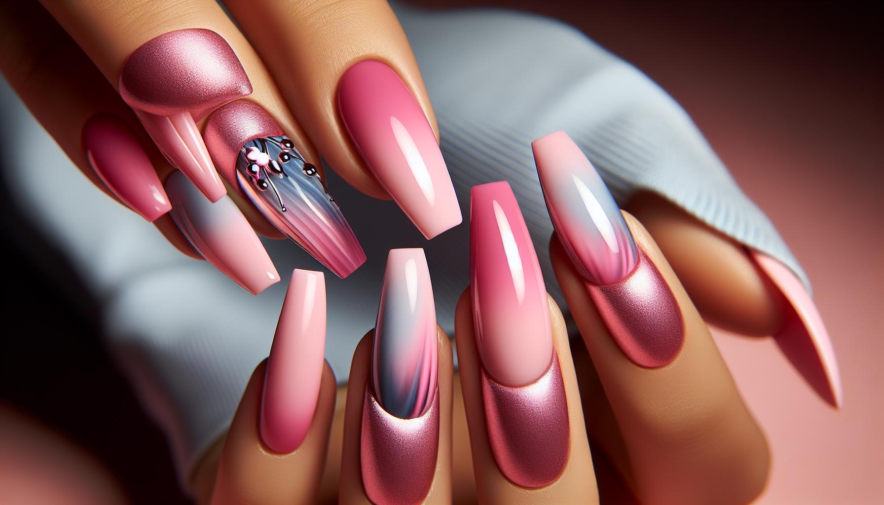 Chic Matte Pink Ombre Coffin Nails Perfect for Spring Romance