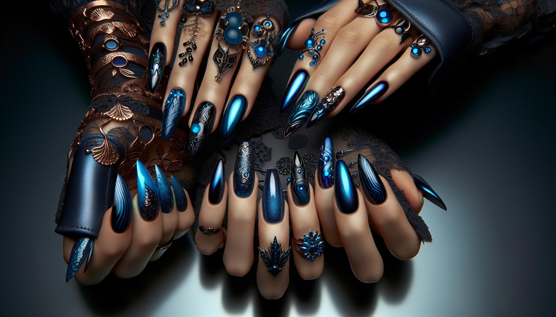 Deep Ocean Blue Chrome with Underwater Nail Art for ⁤Allure