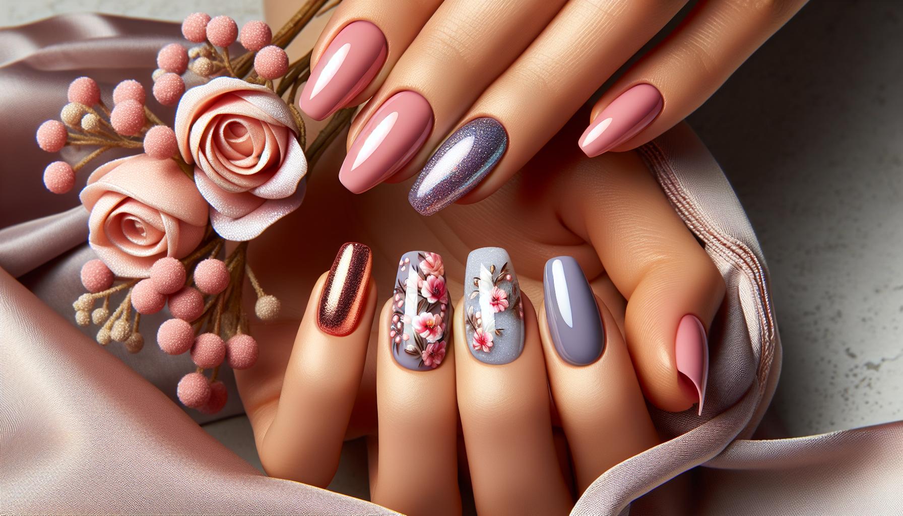 Delicate Floral ⁣Accents on Subtle Lavender Dip Powder Nails for a Dreamy⁤ Spring Vibe