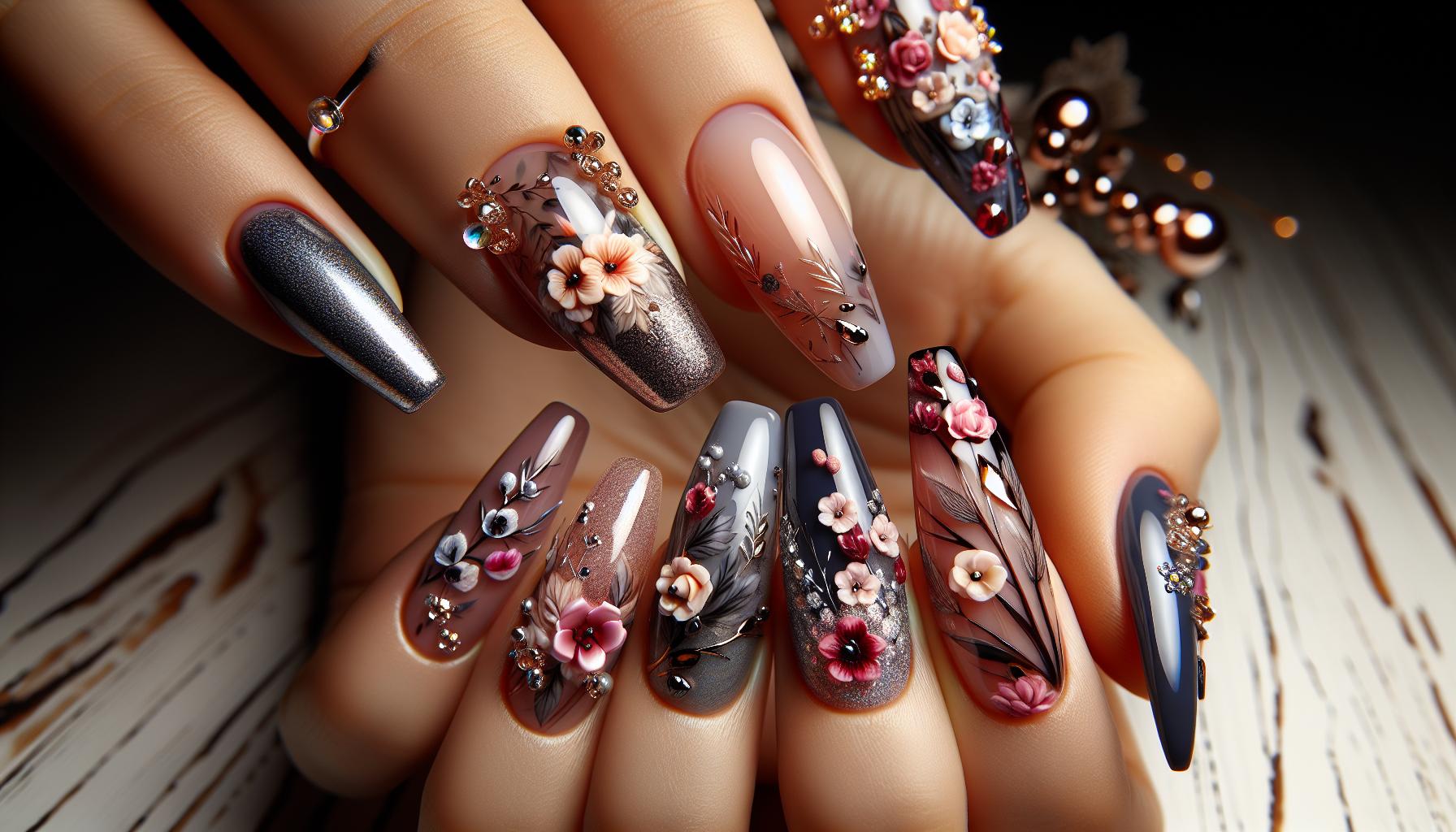 Delicate Floral French Tips ​with⁤ a Glossy Finish⁢ for a ‌Romantic Touch