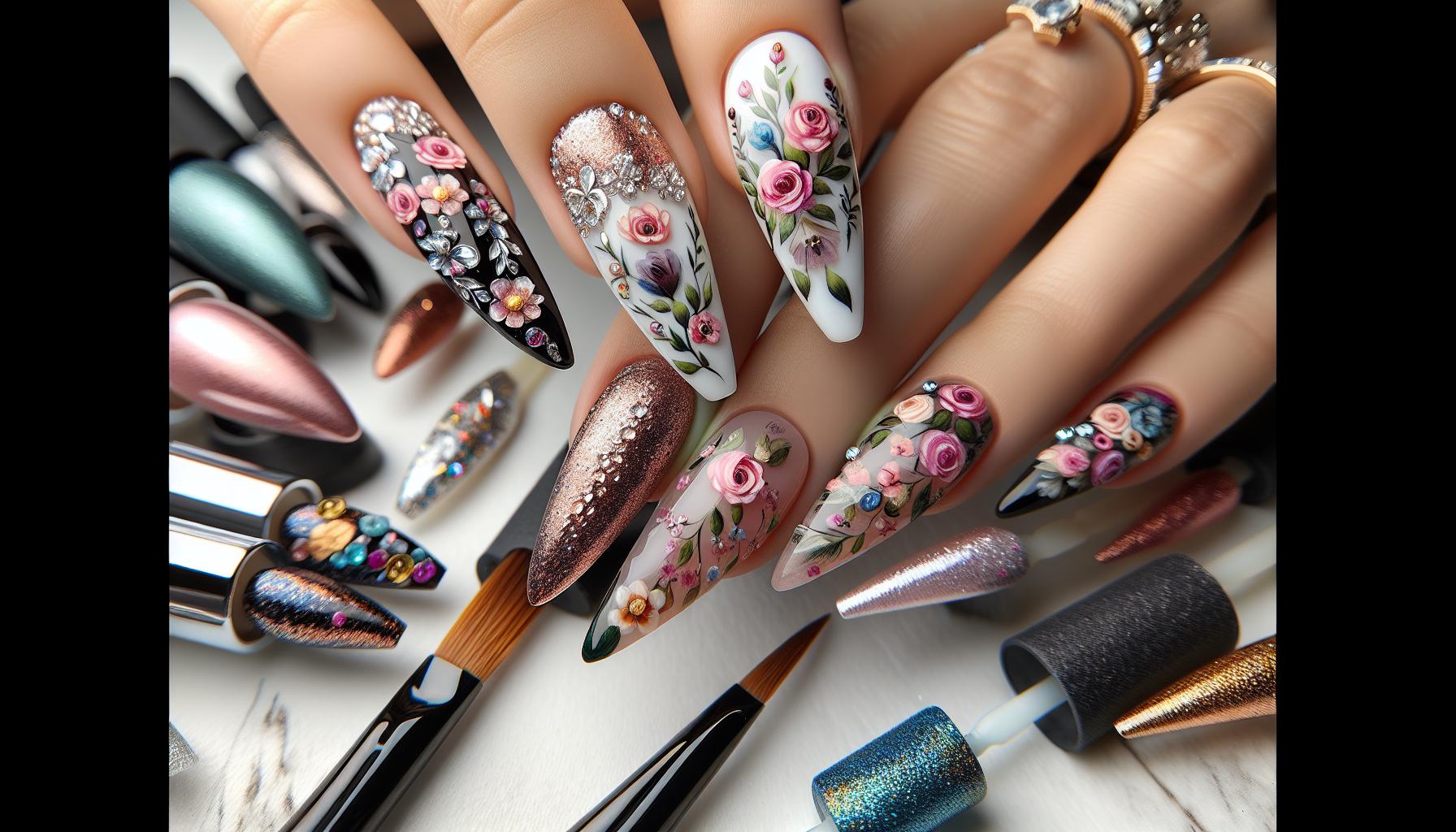 Delicate Floral Watercolor Designs with Dip Powder ‌Treasures on Coffin Nails