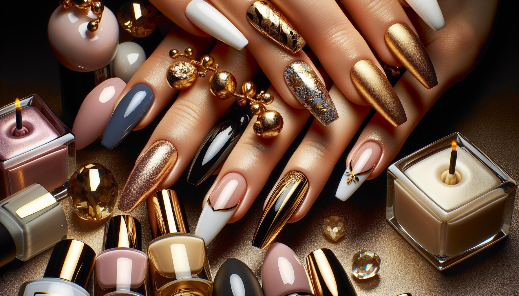 Delicate Matte French Tips with Gold​ Foil for a subtle Luxe Appeal