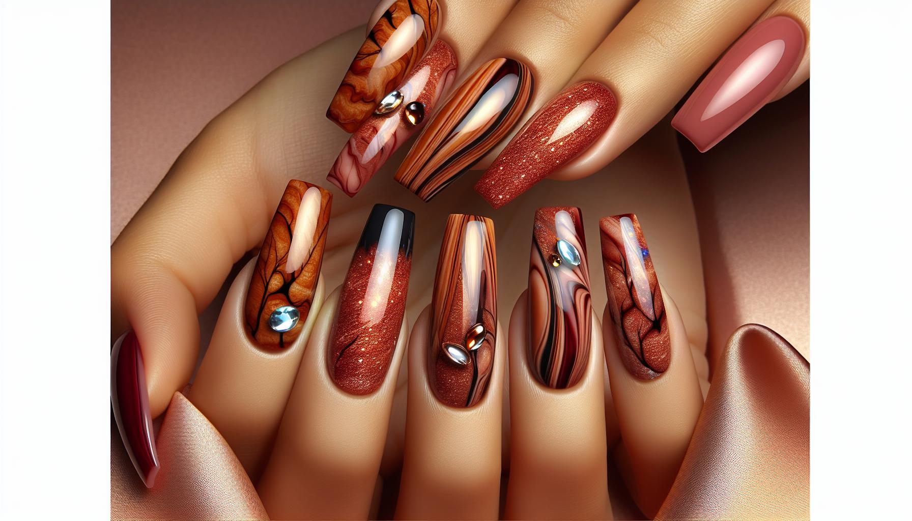 Earthy Terracotta Marble Effects on Coffin Nails for Nature Lovers