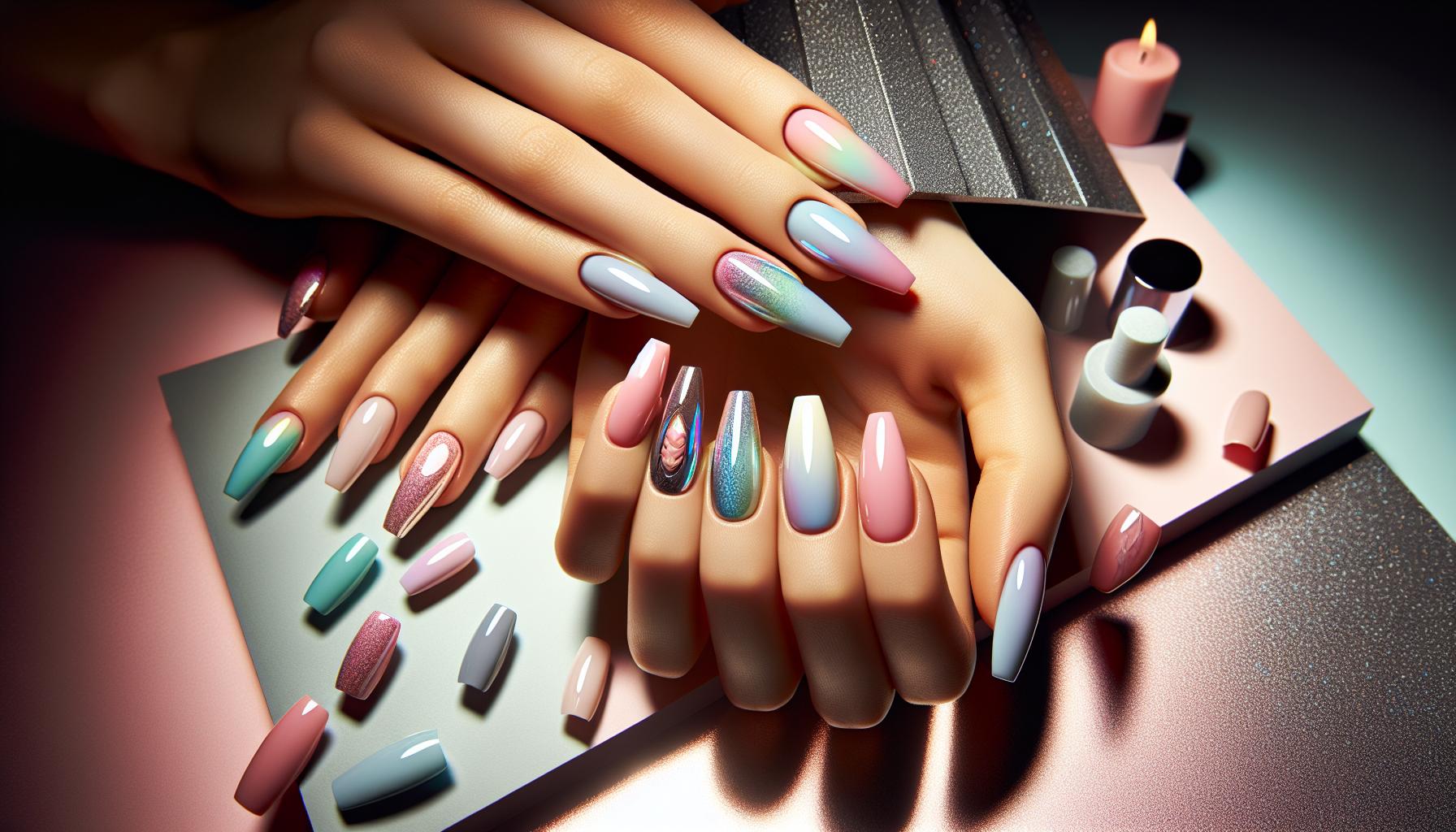Effervescent Pastel Ombre coffin Nails for a Playful Spring Awakening