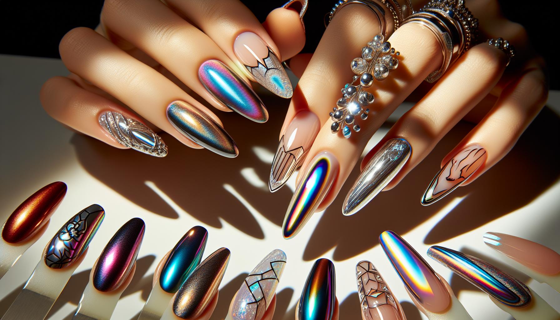 Elegant French Tips⁤ with Iridescent Chrome ⁤Finish for Timeless Grace