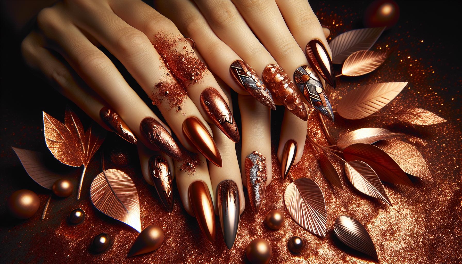 embrace Cozy Copper ombre ⁤Acrylics for a Warm Autumn⁣ Glow