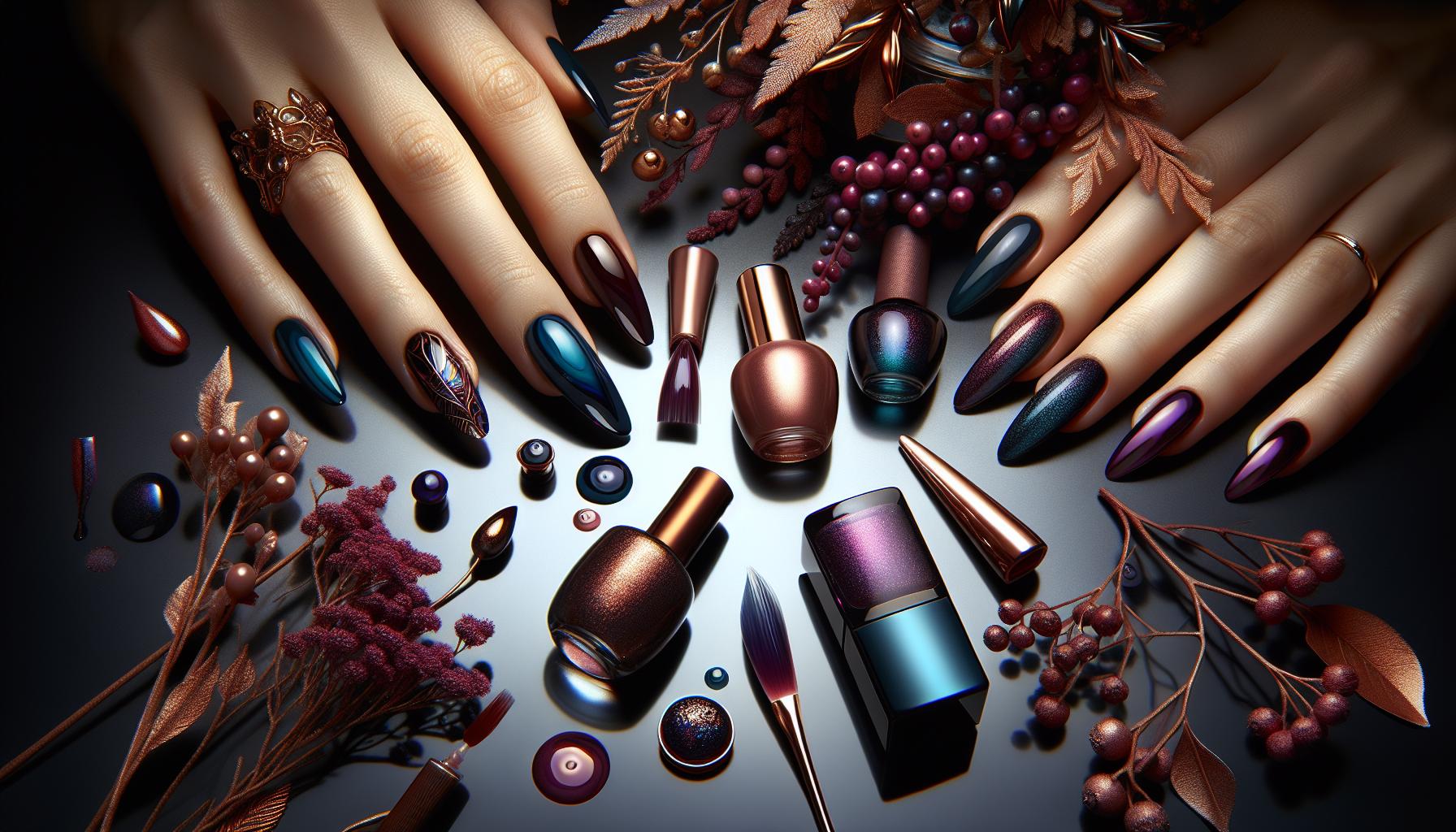 Enchanting Deep⁣ Jewel Tones ​with Glossy dip Powder for Winter Elegance
