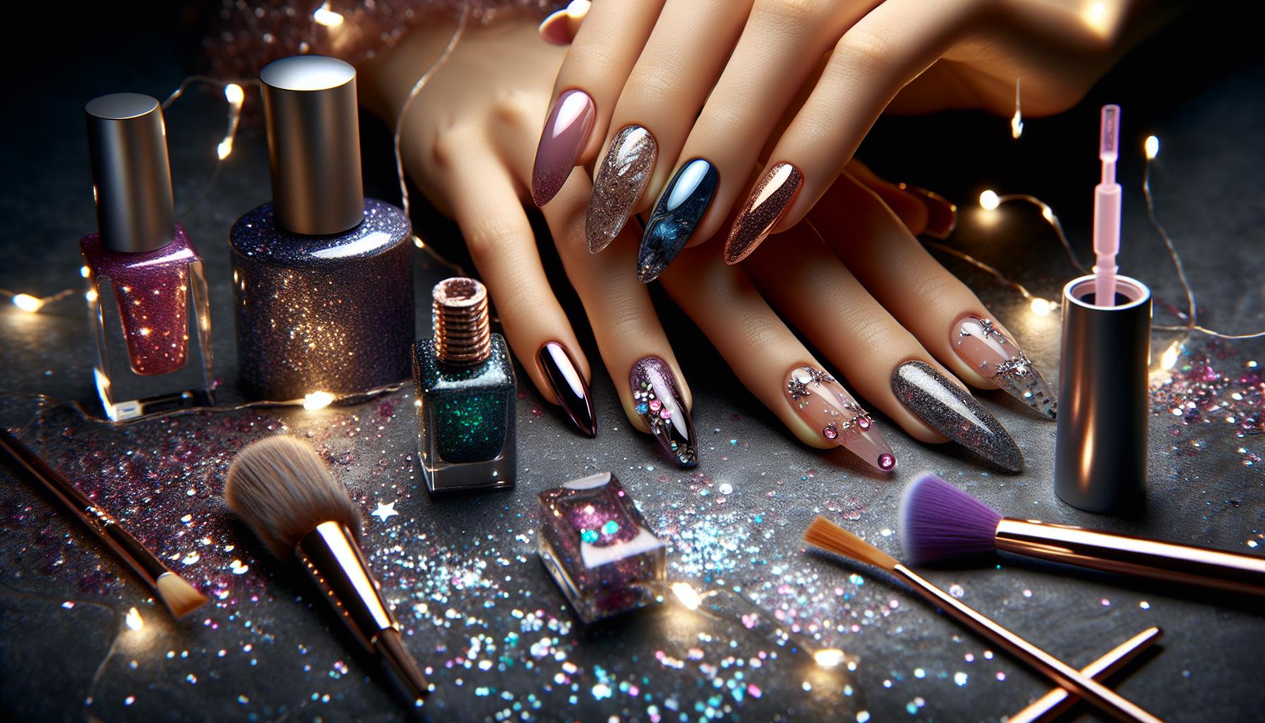 Enchanting Gel Nails with twinkling Stardust and Night Sky Themes for Dreamy Evenings