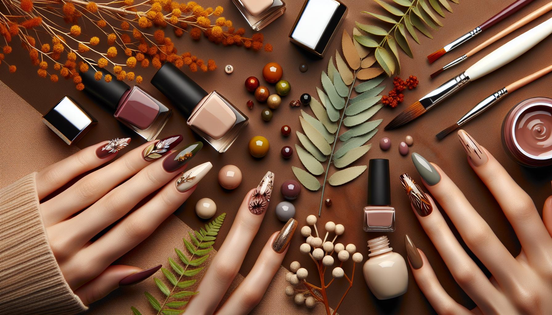 Enchanting Nature-Inspired Nail⁣ Art with Earthy Hues ⁣for Eco-Chic Appeal