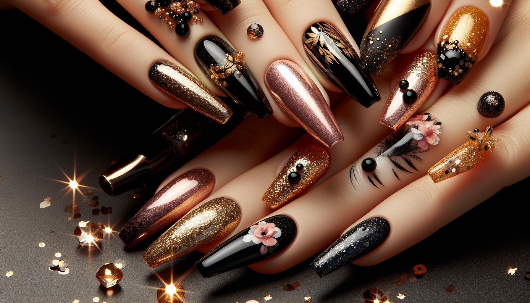 Ethereal Black and Gold Watercolor Blends for a Dreamy, Artistic Touch