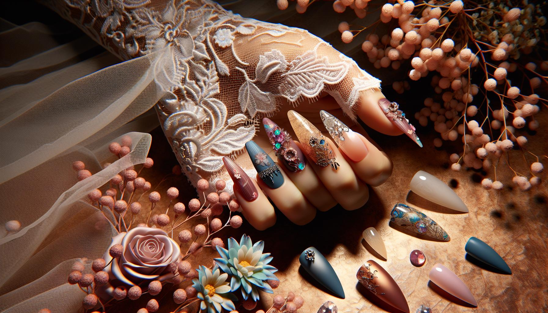 Floral Lace Matte Nails with Romantic Vibes for ⁢Elegant Summer Celebrations