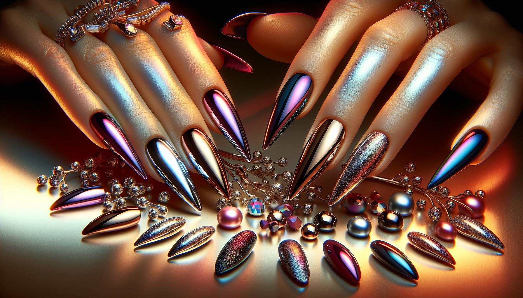 Glamorous Chrome-Finished Almonds ​Dressed in Rich Jewel Tones