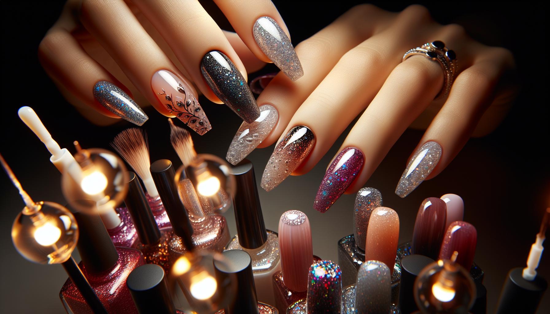 Glamorous Glitter Gradient Acrylics for dazzling Evenings Under the Stars