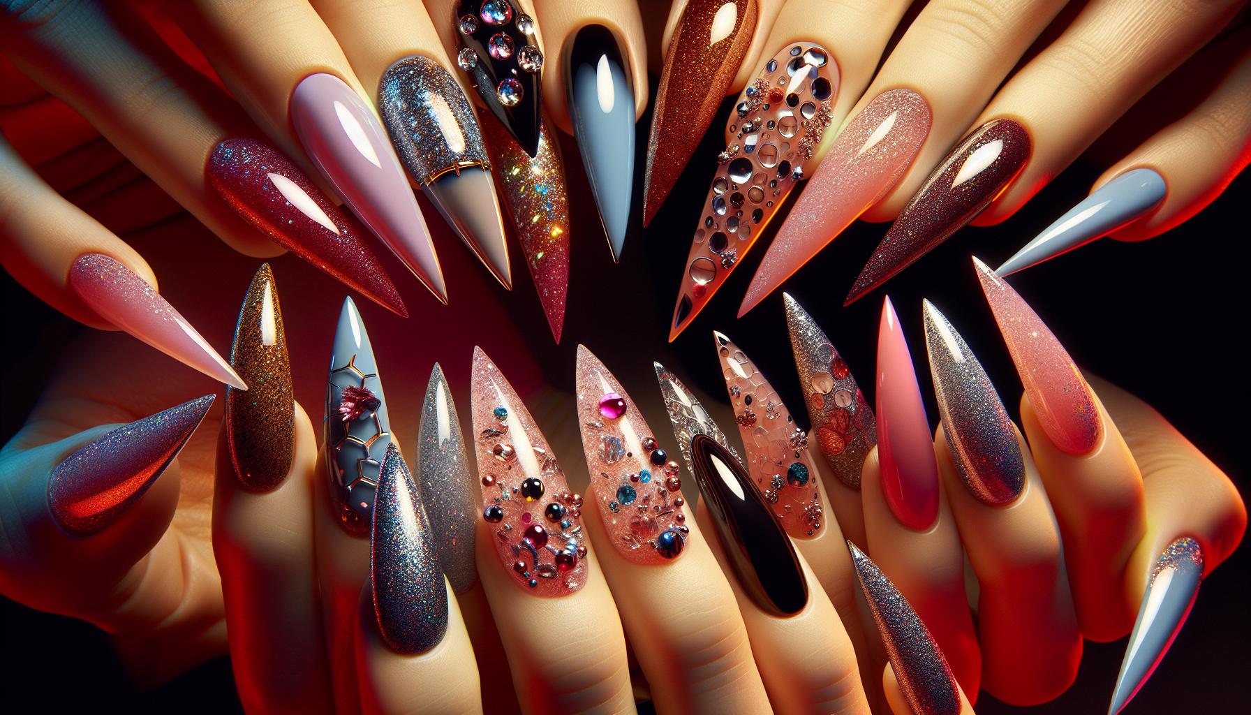 Glimmering glitter Fade Stiletto ⁣tips for Extra Sparkle and Glam