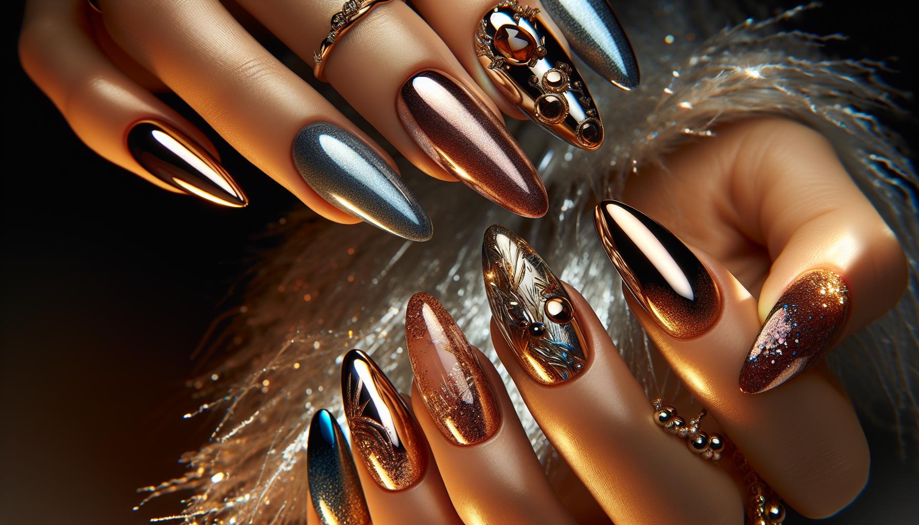 Glistening Chrome almonds Dressed in Celestial Gold for Starry night Elegance