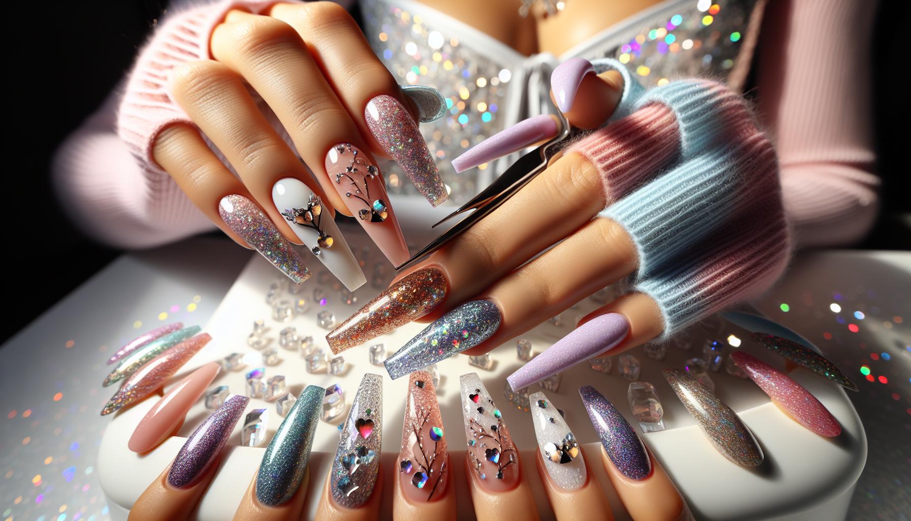 Glittery Pastel Ombre Coffin Nails to embrace Whimsical Charm