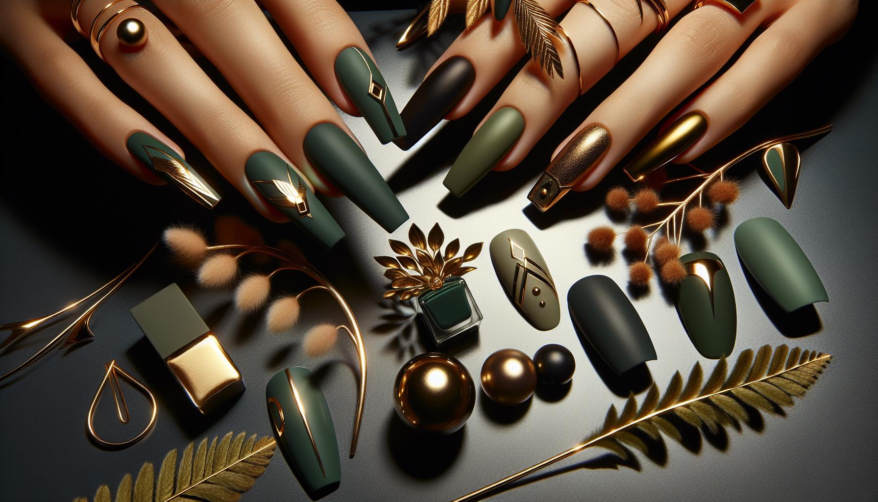 Lavish matte Dark Green with Gold Geometric Accents to Embrace Nature's Rich Palette