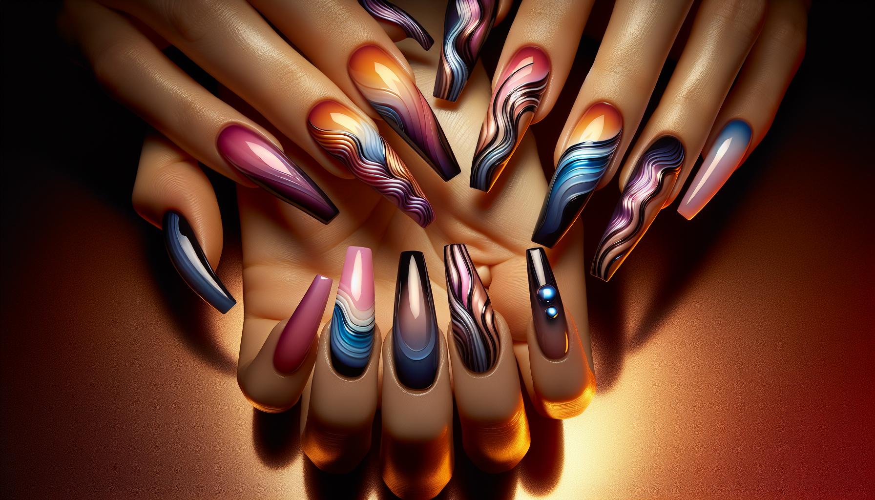 Luminous Ombre Waves in Vibrant Sunset Hues for a Playful Twist