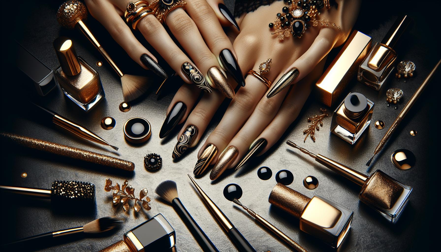 Lustrous Black and Gold chromatic ​Swirls ⁤for ‌Chic Elegance