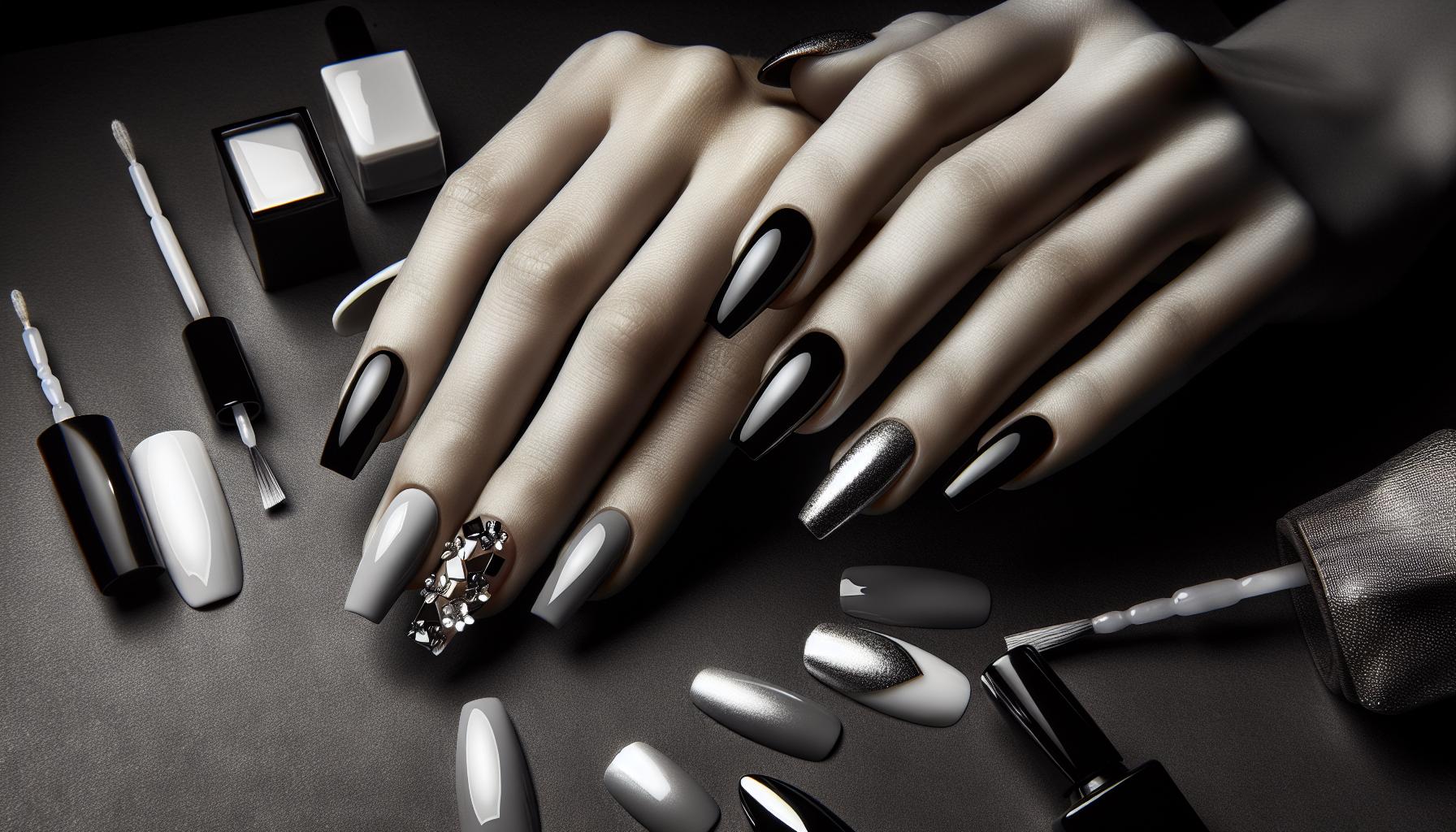 Minimalist Monochrome Artistry with Sleek Square Gel Nails for modern Sophistication