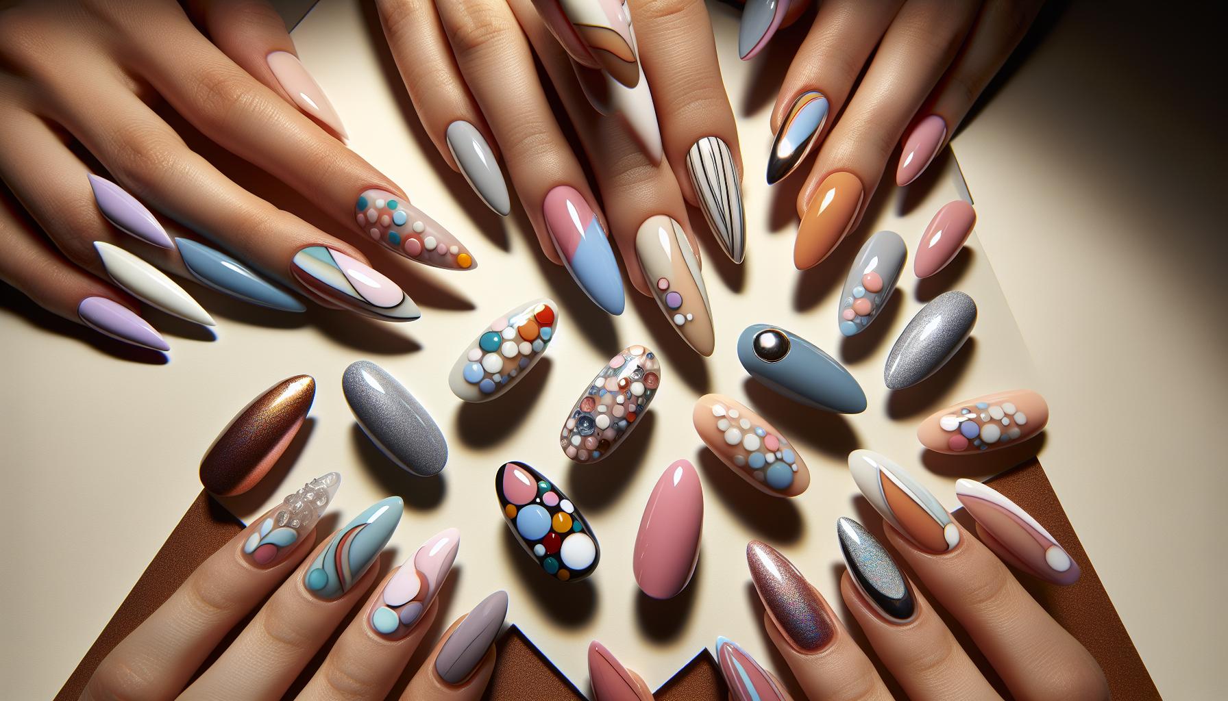 - playful Pastel‌ Abstract Art ​on Almond-Shaped⁤ Nails for⁤ a ⁤Whimsical Celebration
