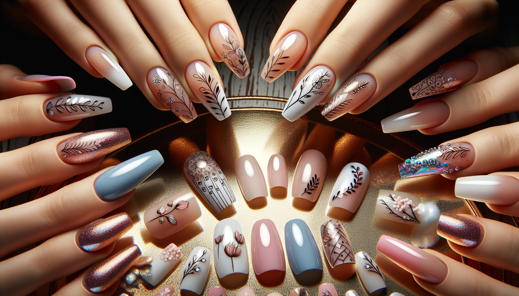 Playful Pastel French Tips Enhanced with Whimsical Doodles for a Feminine touch