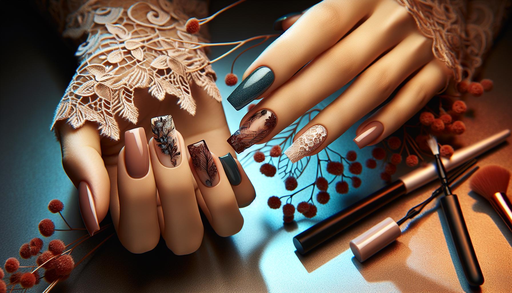 romantic Vintage Lace Design ⁣on Classic Square Nails for Timeless Elegance