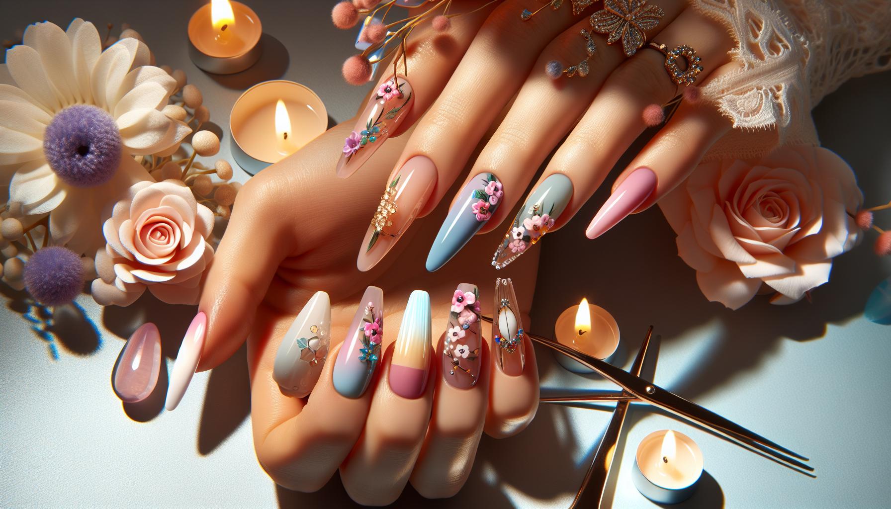 Soft Pastel Ombre with Whimsical Floral Accents for a Charming Spring Touch