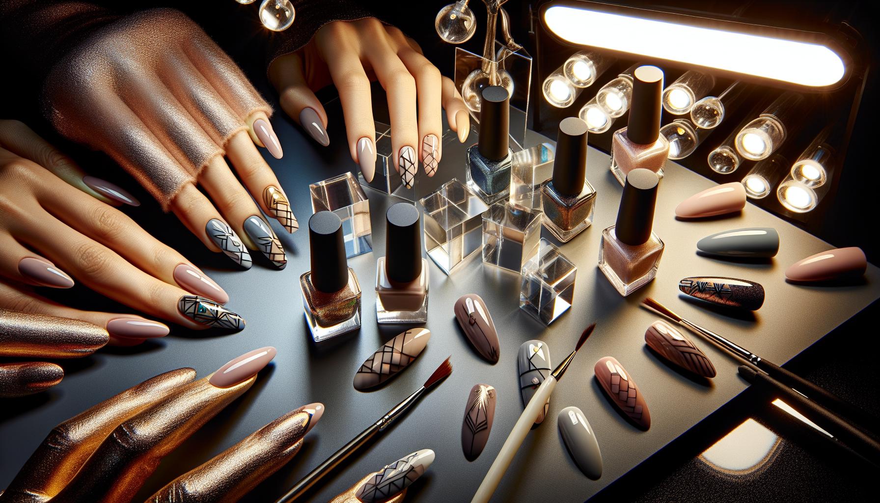 Subtle Geometric Dip Powder Designs Blending Soft Neutrals to Create Chic Elegance