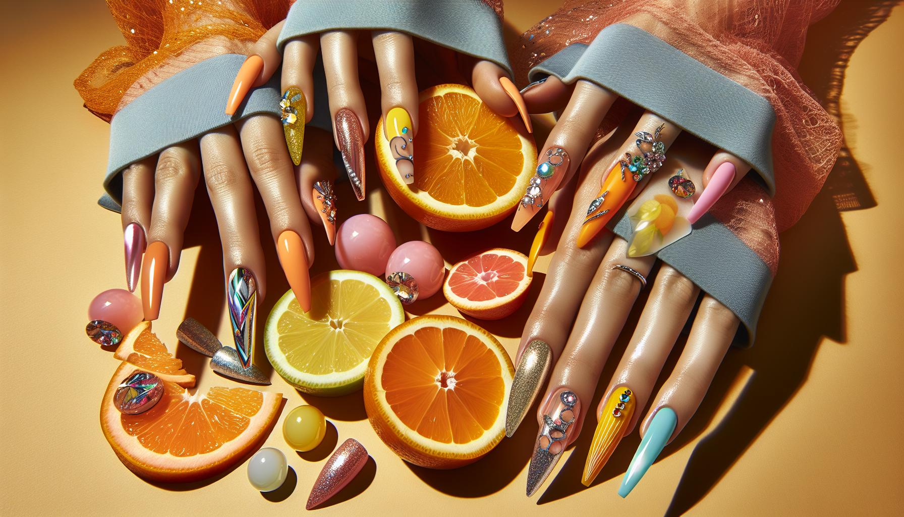 Sunny ​Citrus Burst with Juicy Color blocks and⁣ High-Gloss Shine