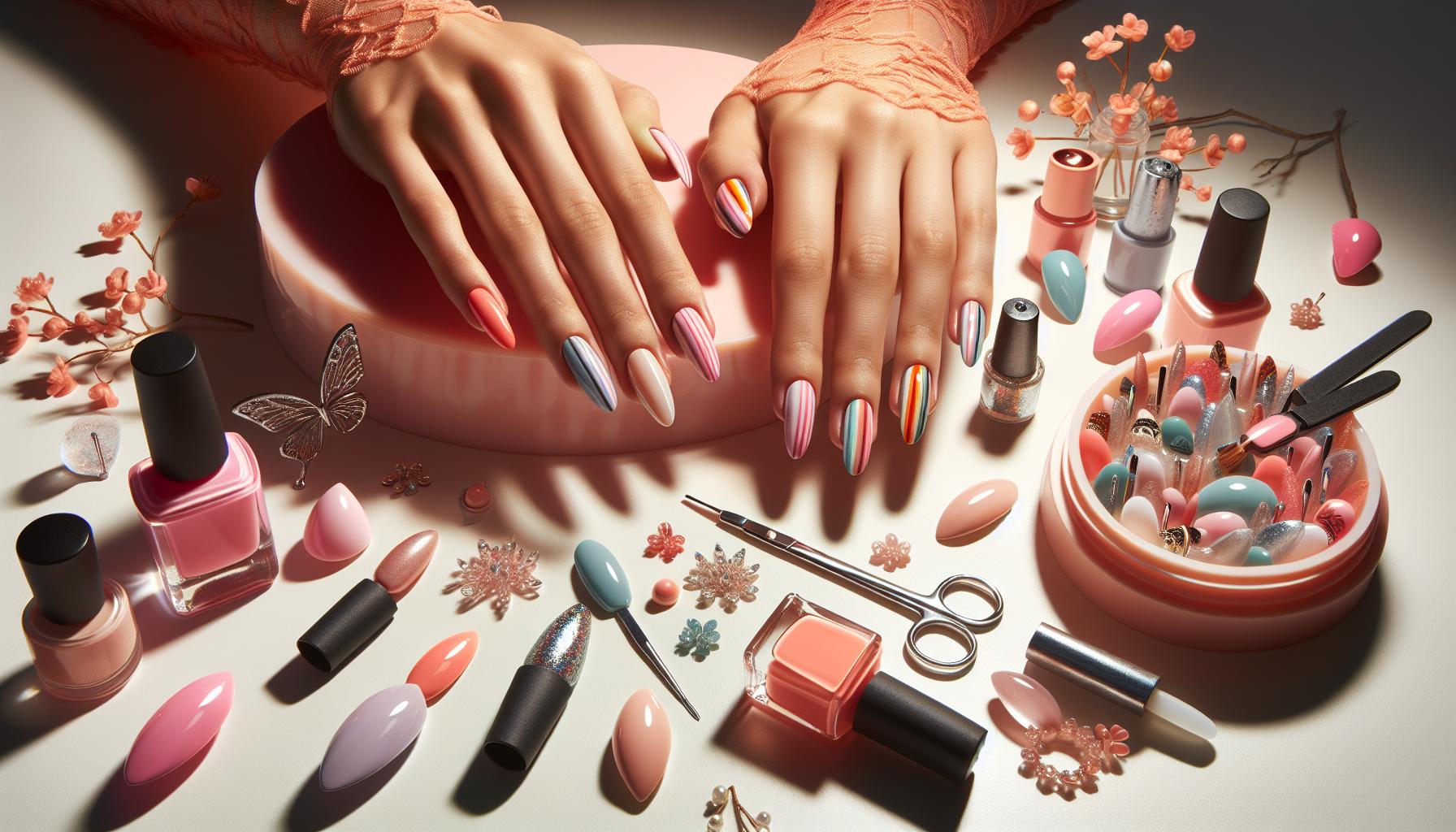 Sunny Coral rainbow Stripes with ​a Matte Finish for a whimsical ⁤Summer Vibe