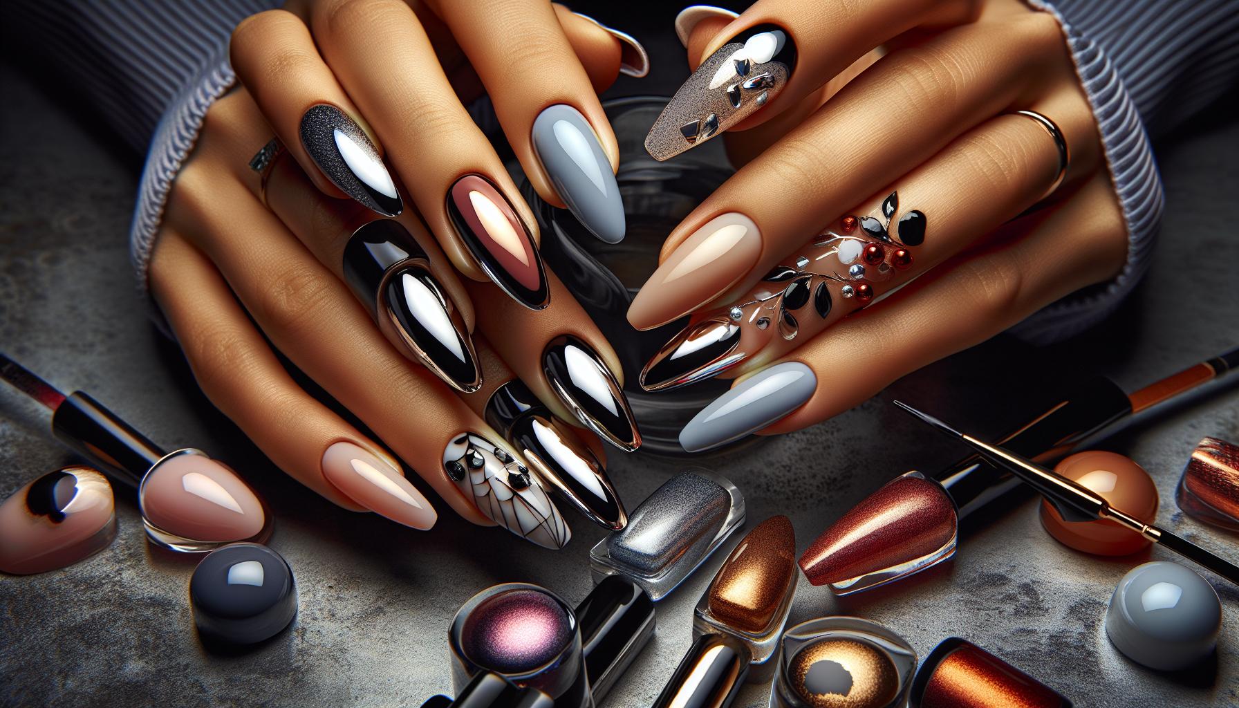 Trendy Chrome Accents on‍ Minimalist Neutral Gel Nails for ⁢a modern Twist