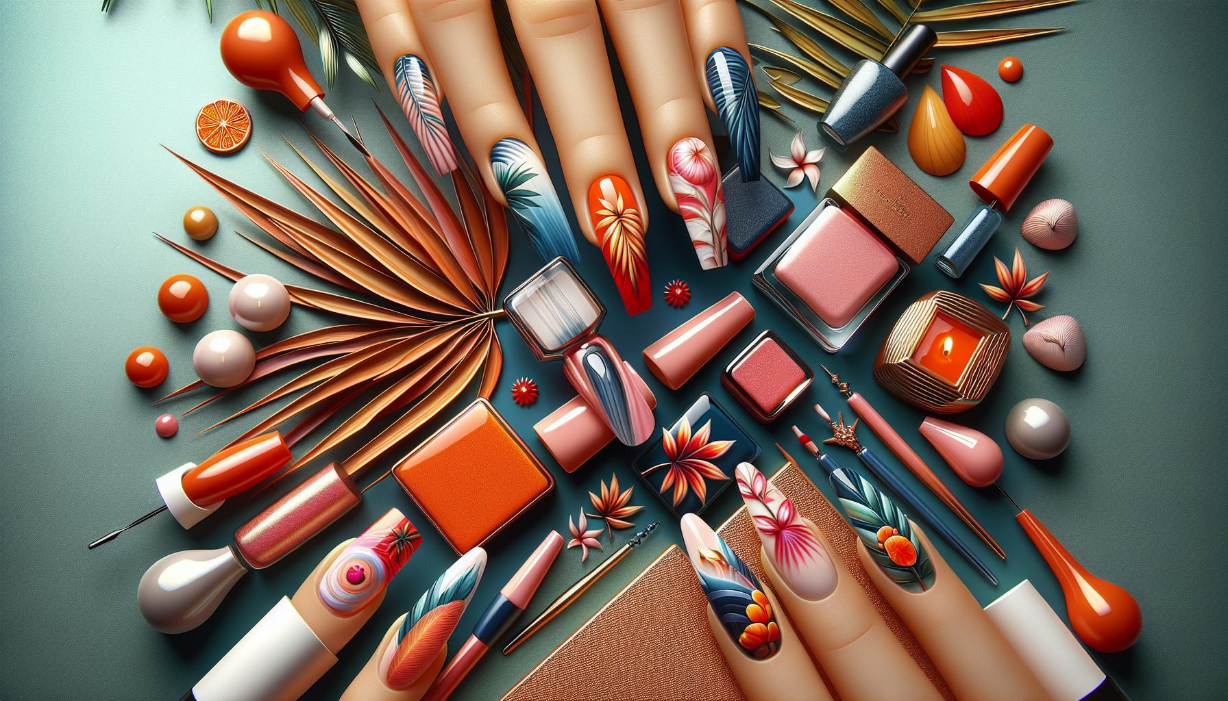 Tropical Coral Palm Tree Designs with Glossy Finishes for a Beachy Escape