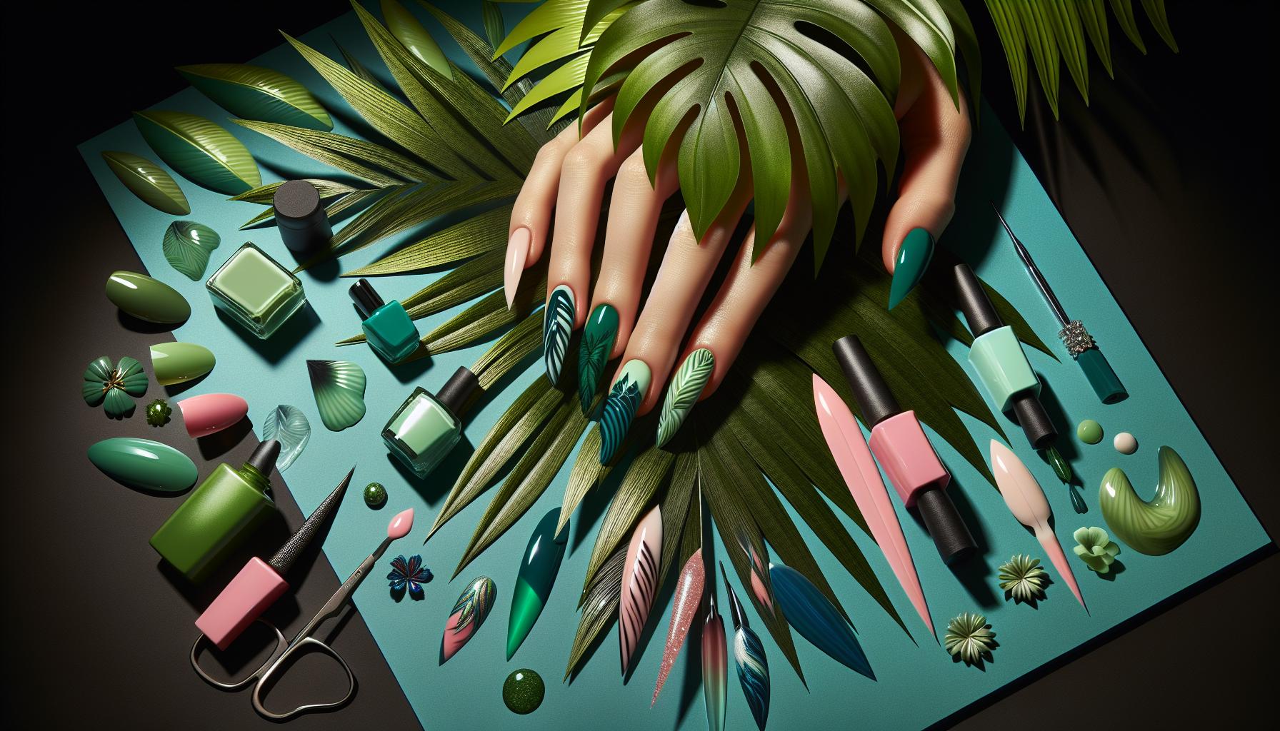 tropical Leaf Motif in Tropical Green Gel for a Lush Escape
