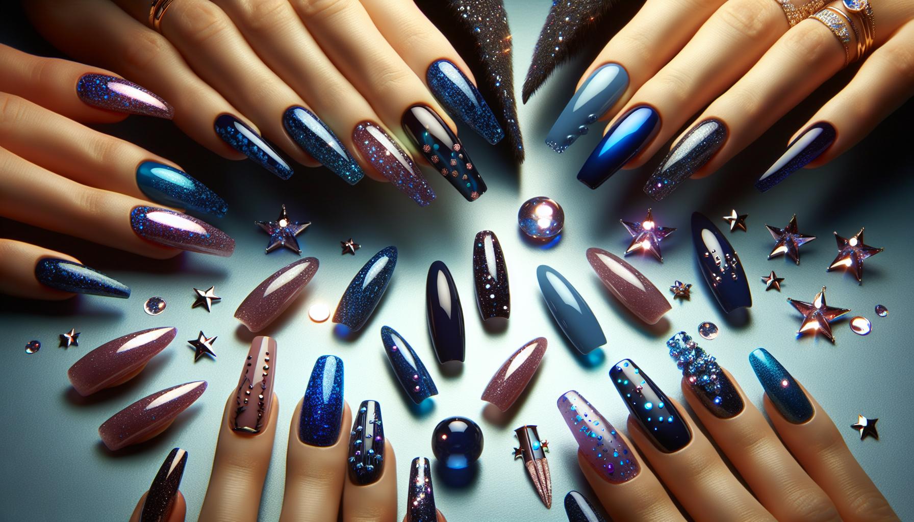 Twilight-inspired‍ Deep Blue with Starry ​Dot⁢ Accents​ in Glossy Finish for Dreamy ⁢Nights