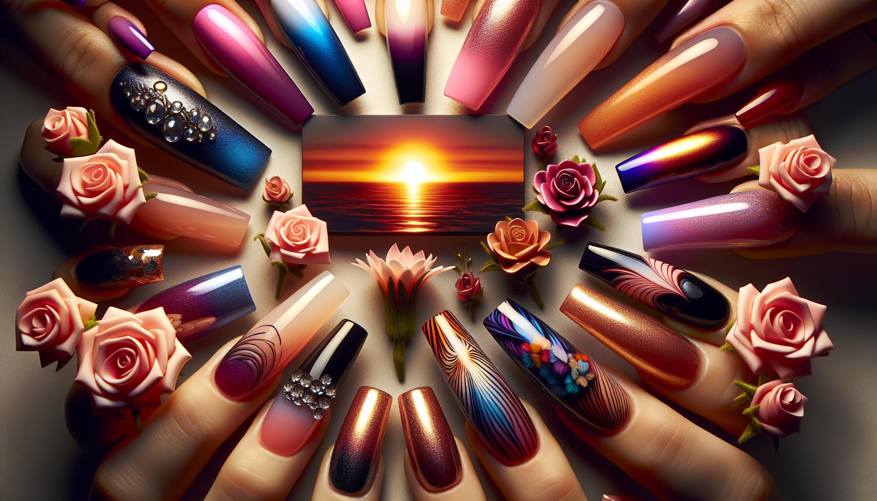 Vibrant Sunset Ombre Coffin Nails that Capture Summer’s Glow