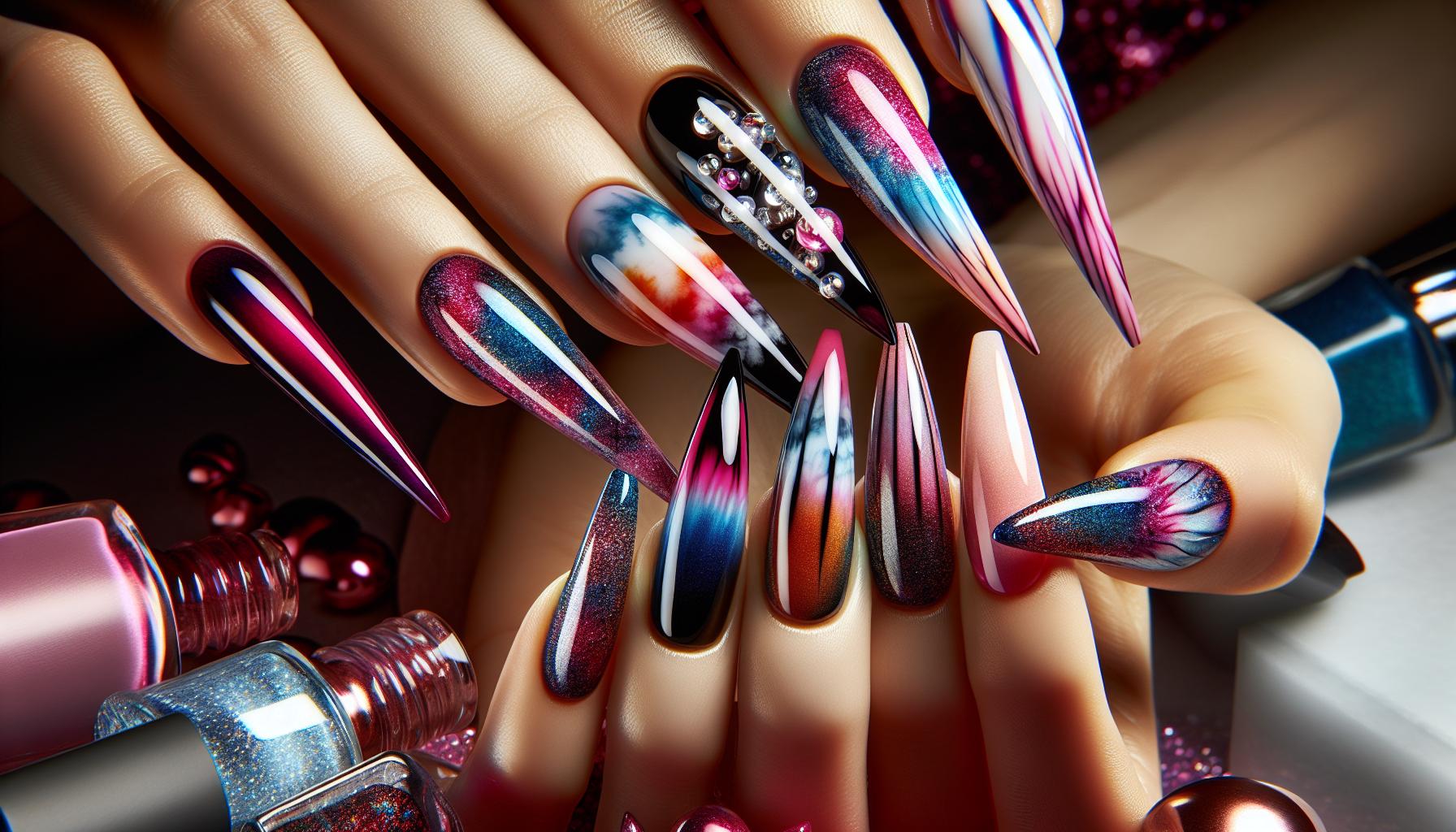 Vibrant Tie-Dye Effects: Capture Summer Vibes on Short Stiletto Nails