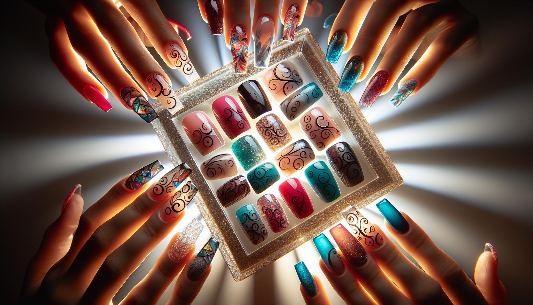 Whimsical Abstract Swirl Designs on Glossy ⁣Gel Square nails