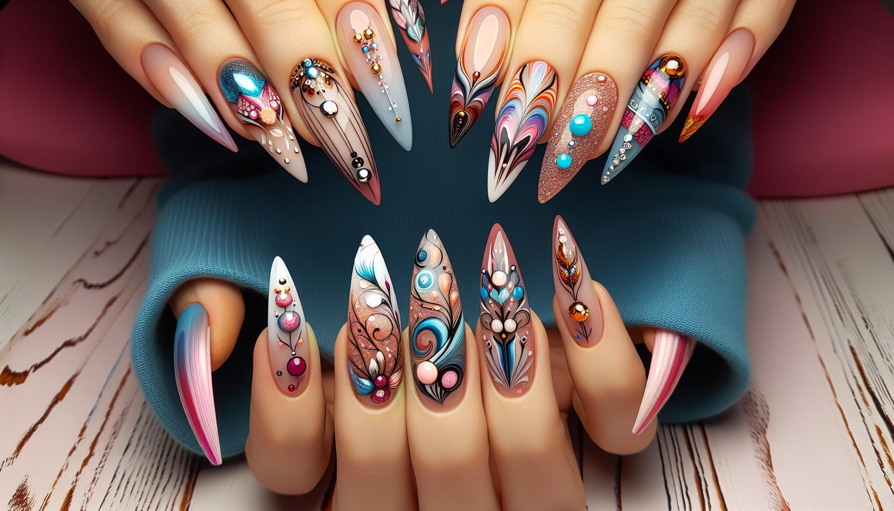 Whimsical French Tips with a Twist of Colorful Graphic Designs