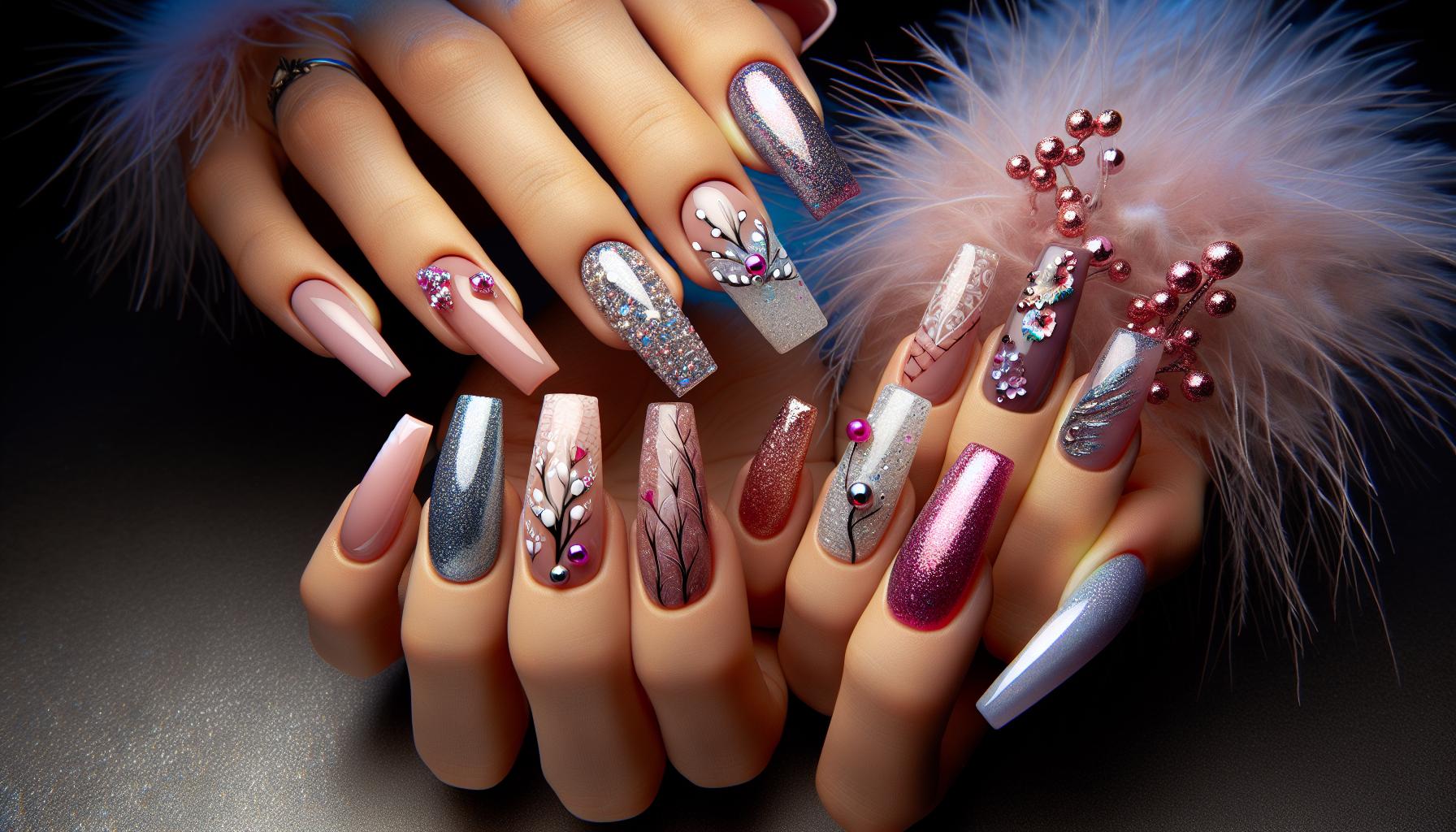 Whimsical Glitter Bomb⁣ Square Nails⁣ Perfect for Festive Celebrations